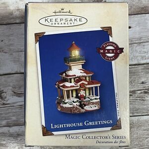 Hallmark Keepsake Ornament Lighthouse Greetings #6 Series 2002 Magic Lights Vtg
